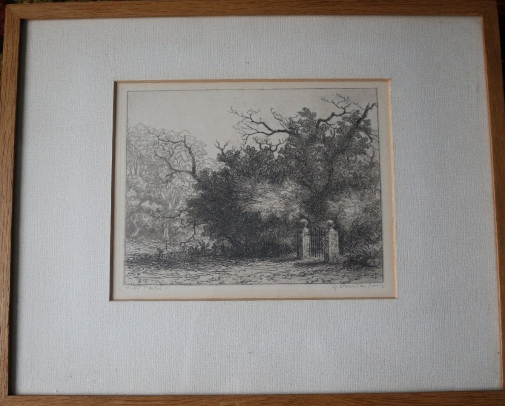 Germ de Jong (1886-1967) fraaie ets., 30 cm, Ets, Ophalen of Verzenden, Landschap