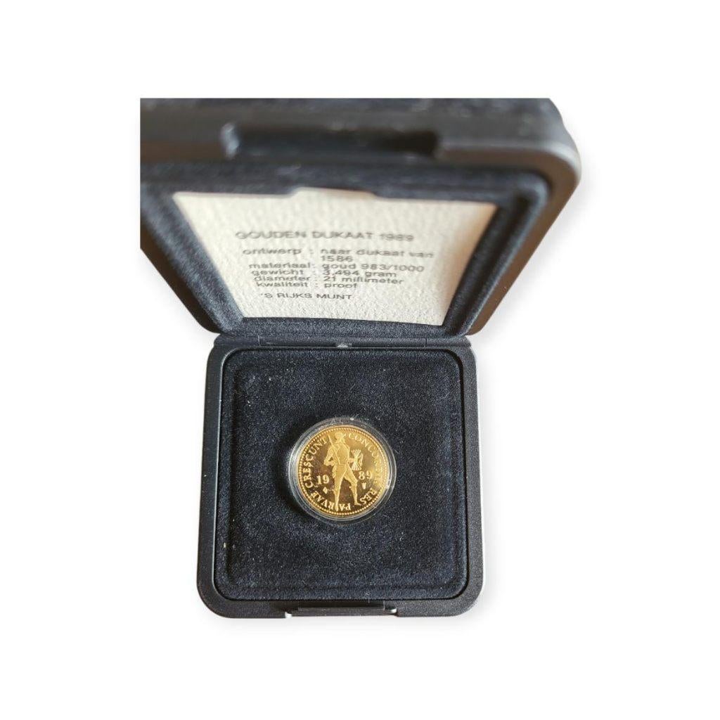 Nederland Gouden Dukaat 1989 in cassette, Ophalen of Verzenden, Goud