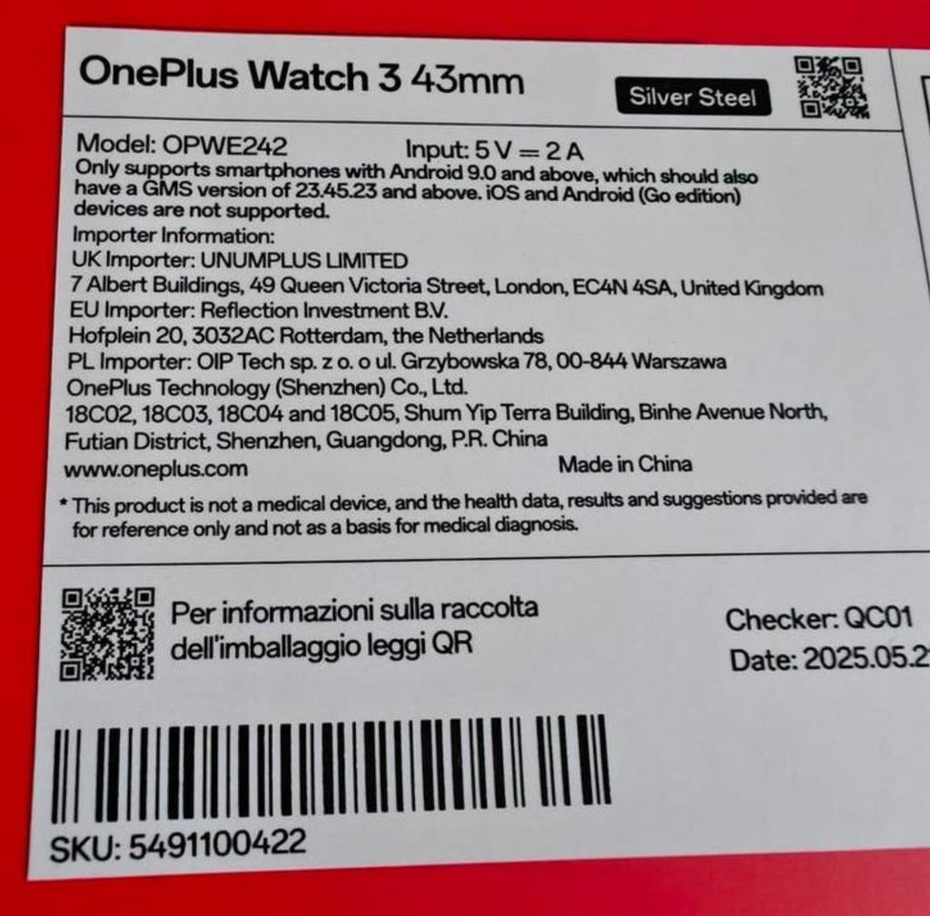 OnePlus Watch 3 43mm - Nieuw in doos, Sieraden, Tassen en Uiterlijk, Smartwatches, Ophalen of Verzenden