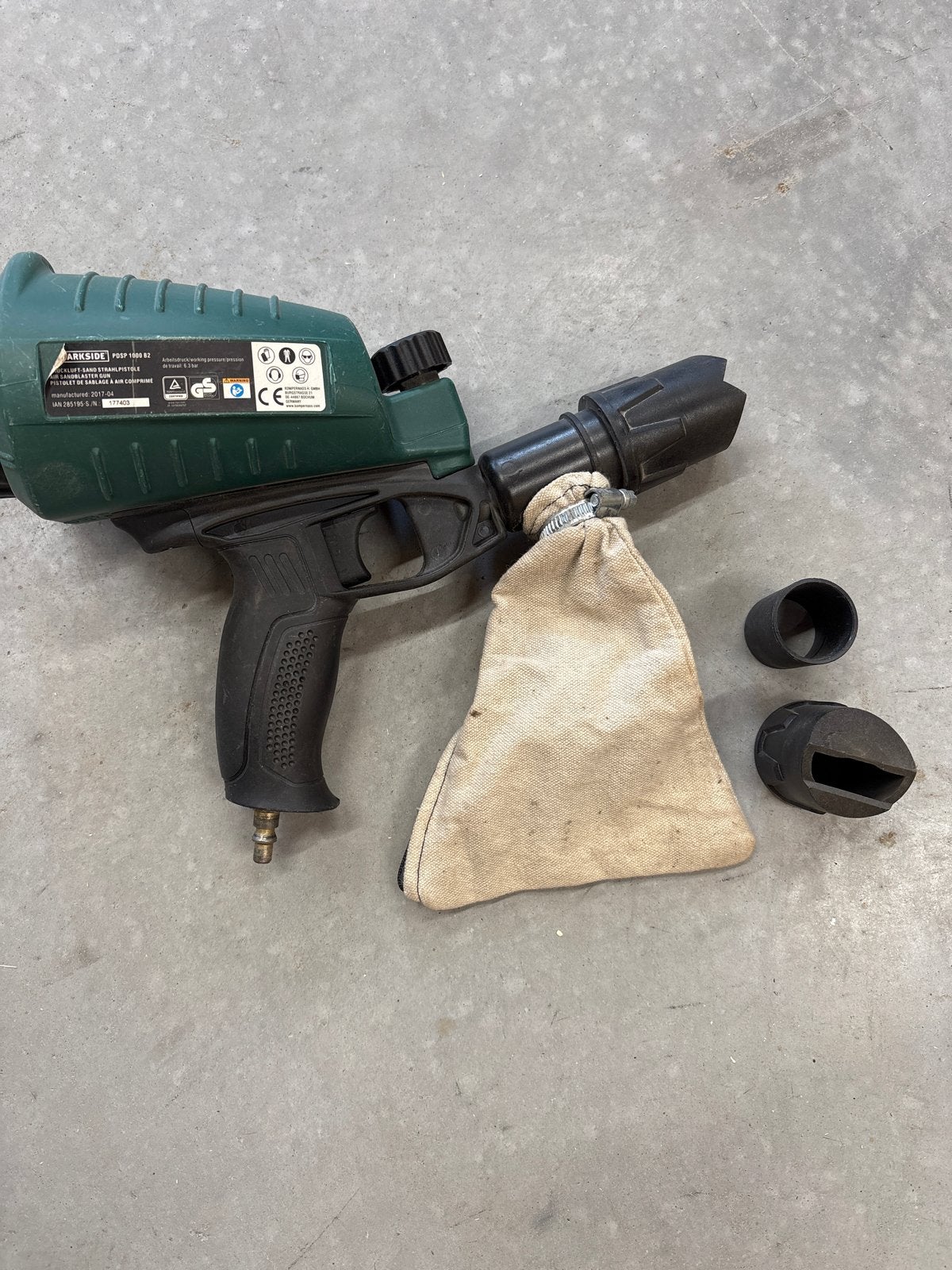 Parkside PSSP 1000 B2 Zandstraalpistool, Doe-het-zelf en Verbouw, Ophalen of Verzenden, Gebruikt