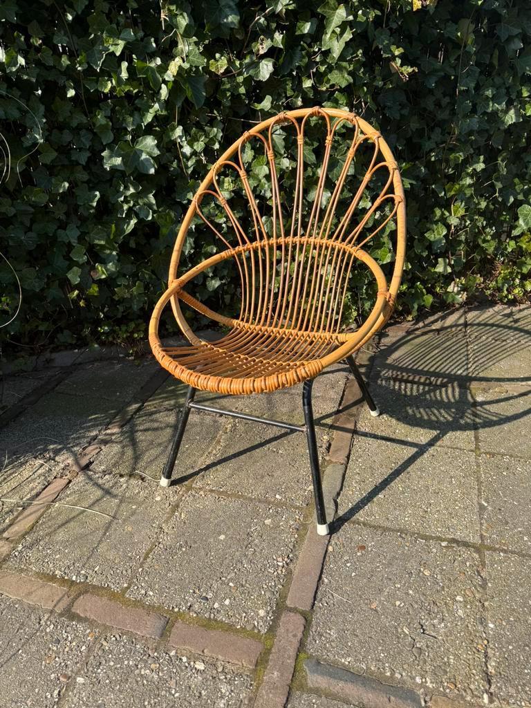 Vintage Rotan Stoel Van Rohe 2 stuks, Verzamelen, Retro, Ophalen