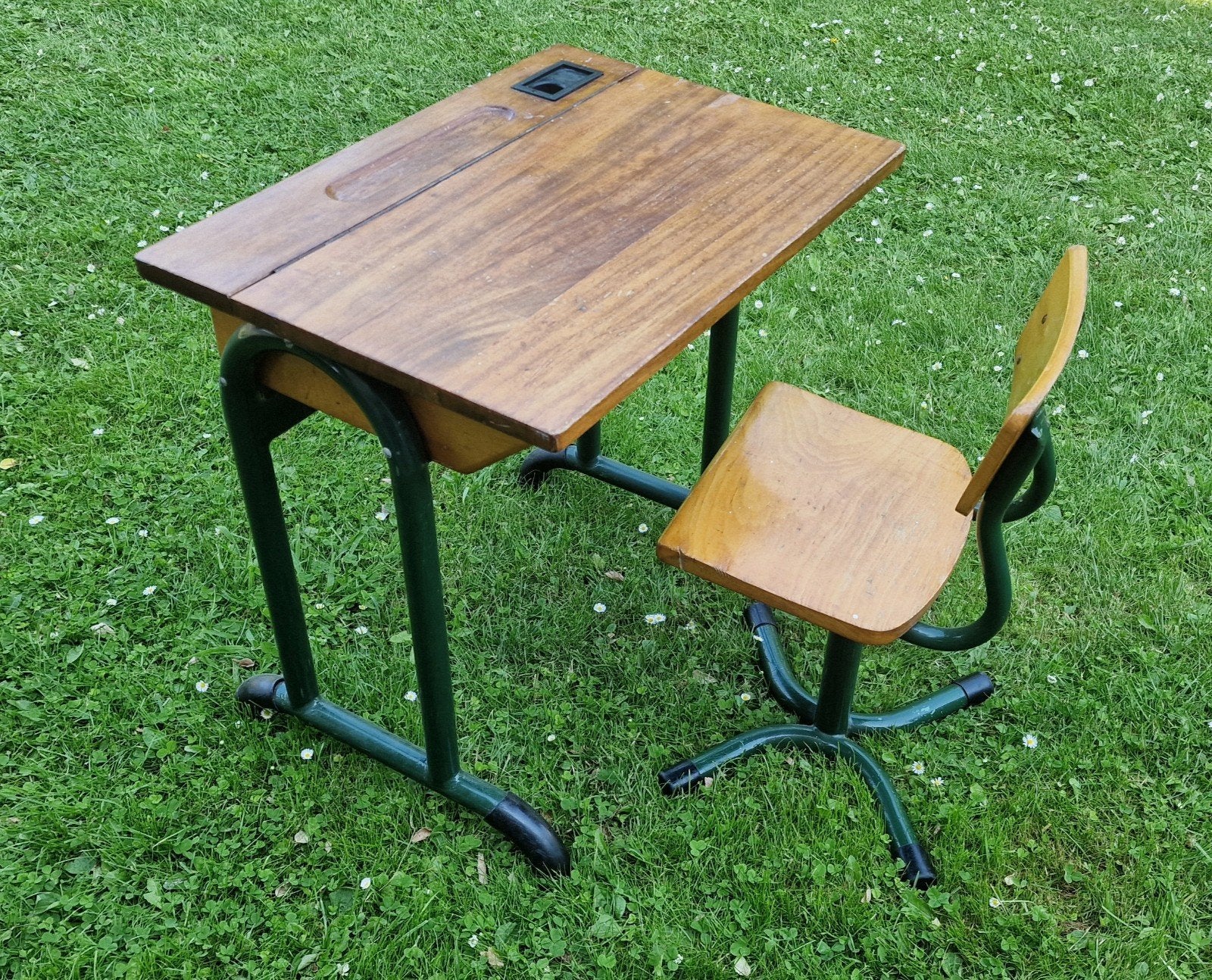 Vintage schoolbankje met stoel - Jaren '60, Ophalen