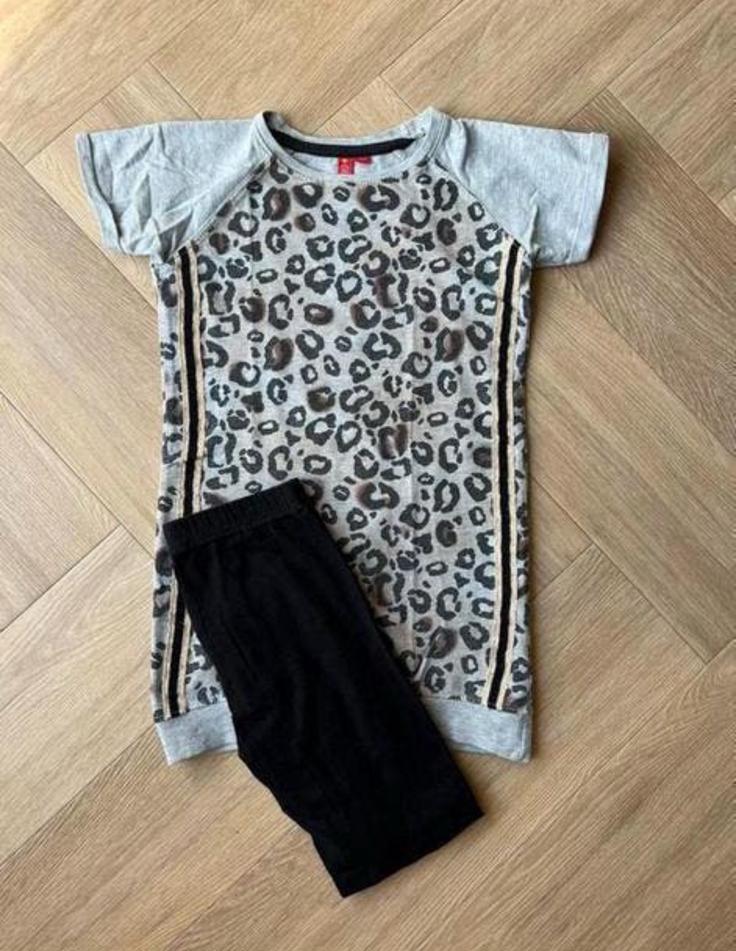 Jurk met print en legging, maat 122, Ophalen of Verzenden, Gebruikt, Meisje, Jurk of Rok