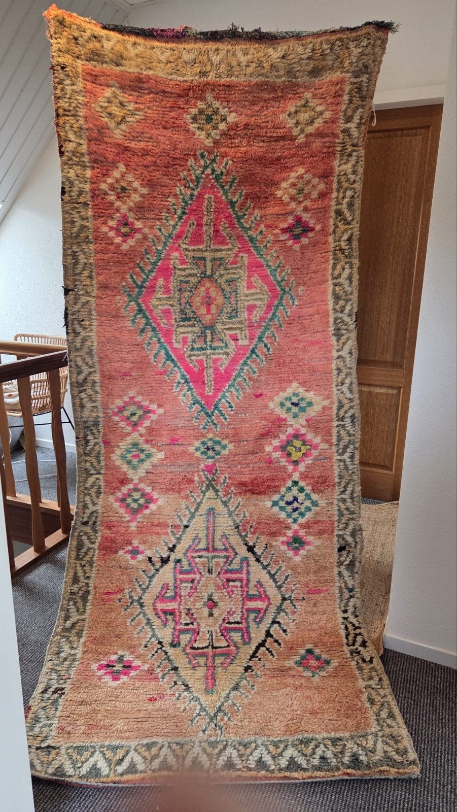 Vintage Marokkaans Berber vloerkleed 267x111 cm, Huis en Inrichting, Gebruikt, Verzenden, 200 cm of meer, 50 tot 100 cm