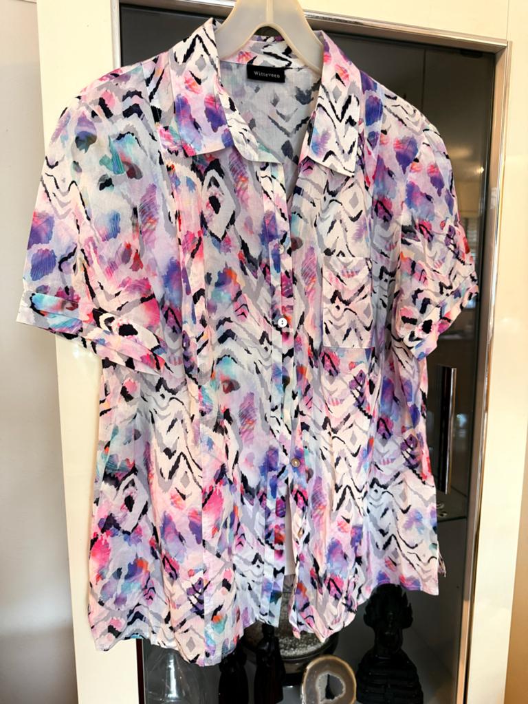 Witteveen Blouse met Korte Mouwen Print maat 42, Kleding | Dames, T-shirts, Maat 38/40 (M), Overige kleuren, Ophalen of Verzenden