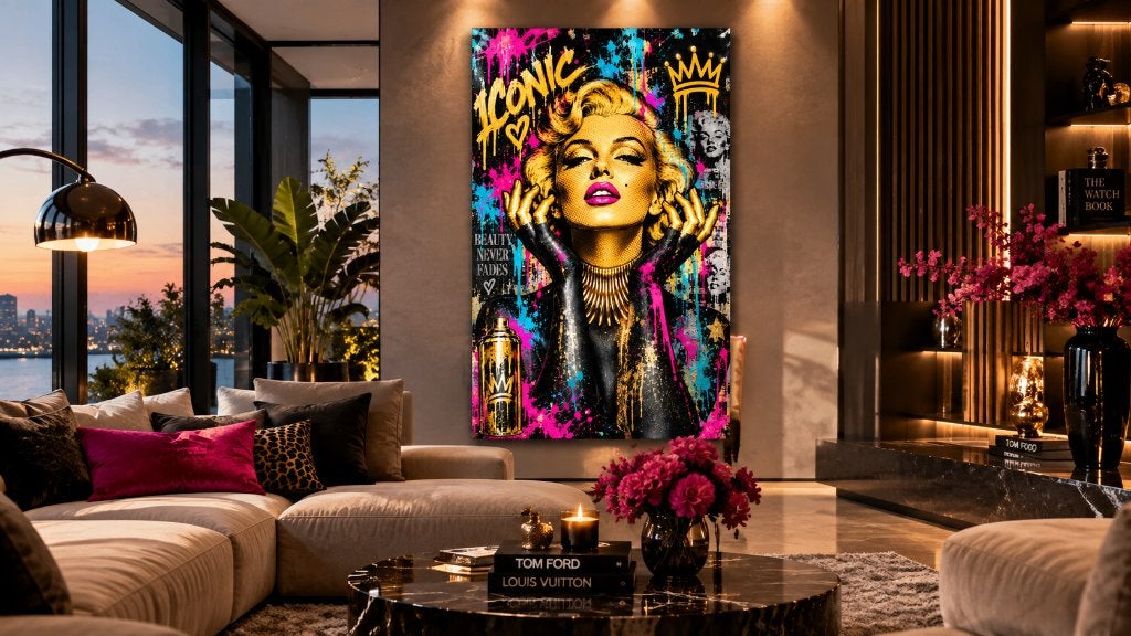 Pop Art Schilderij Plexiglas  Kleurrijke Kunst Wanddecoratie, Oorspronkelijke maker, Nieuw, 125 cm of meer, Ophalen of Verzenden