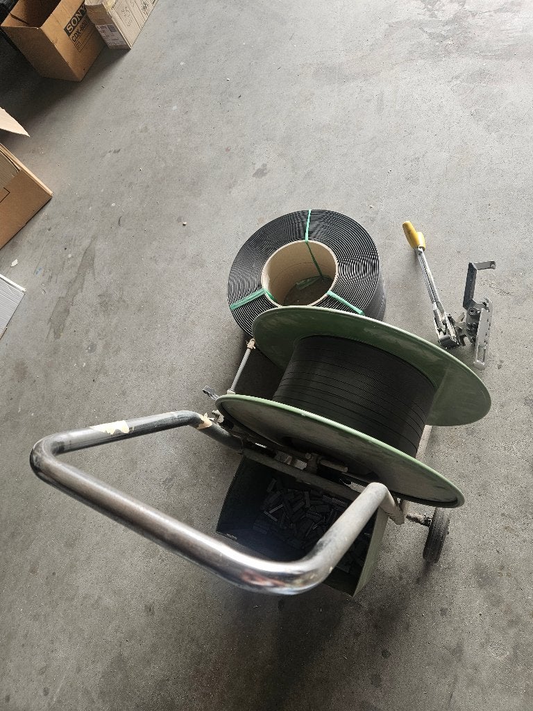 Haspelwagen met omsnoeringsband en spantang, Doe-het-zelf en Verbouw, Ophalen, Gebruikt