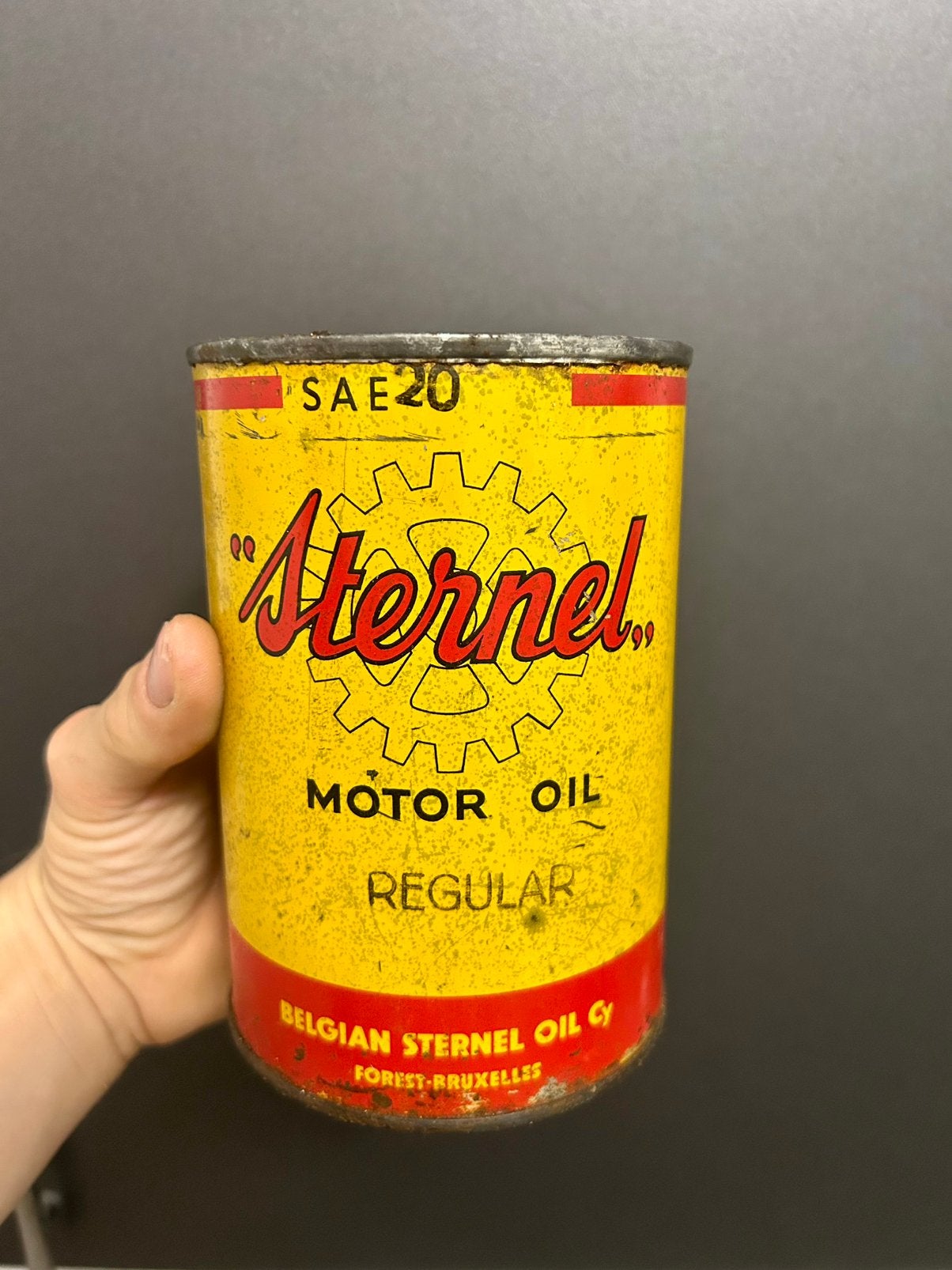 Vintage blik olieblik olie blik oil can Sternel motor oil, Verzamelen, Merken en Reclamevoorwerpen, Ophalen of Verzenden, Gebruikt