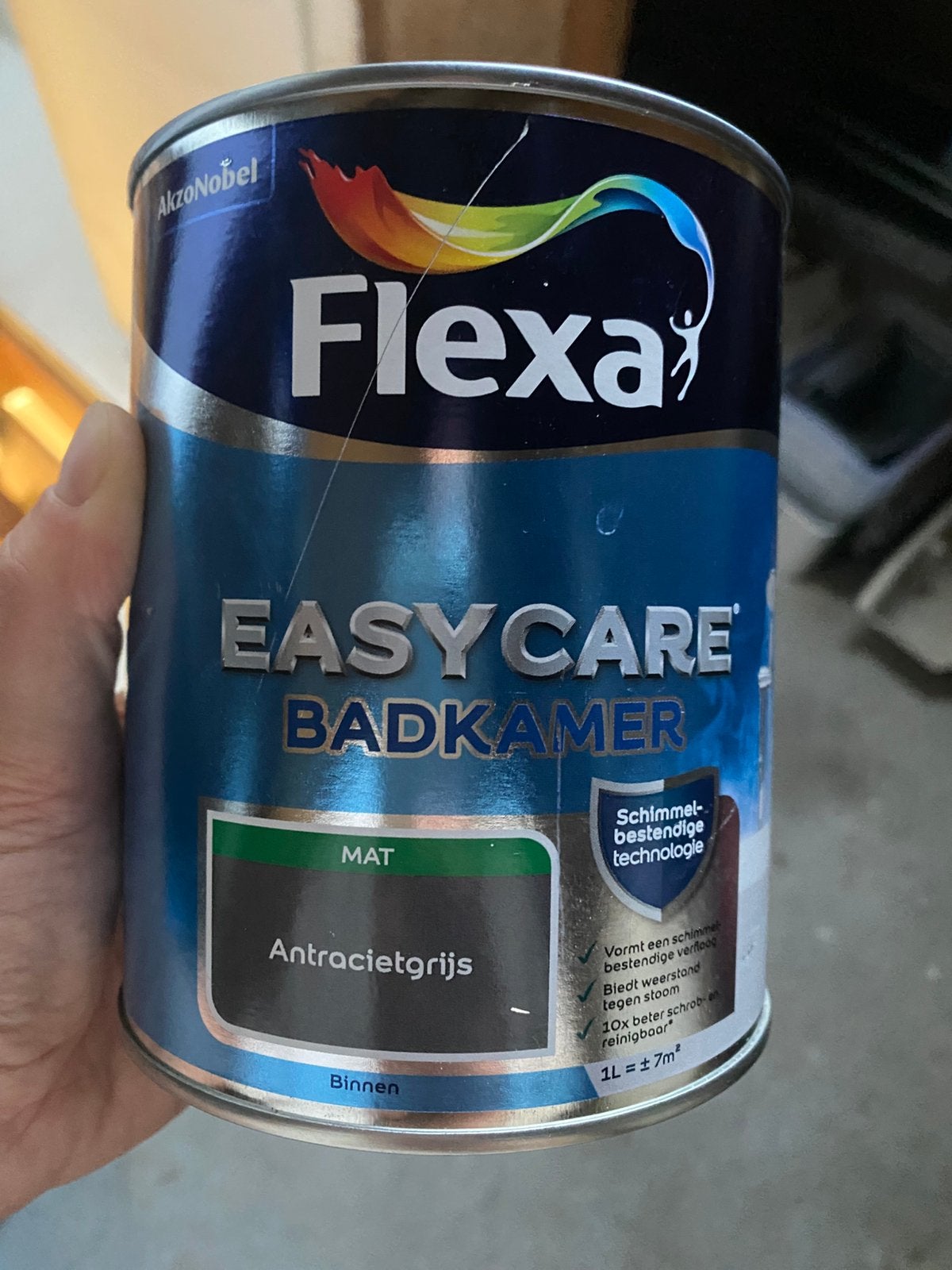 Flexa badkamerverf antracietgrijs 1L, Ophalen of Verzenden, Zo goed als nieuw, Wit