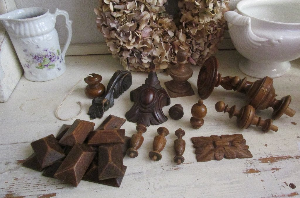 25 st. decoratieve houten elementen, Ophalen of Verzenden