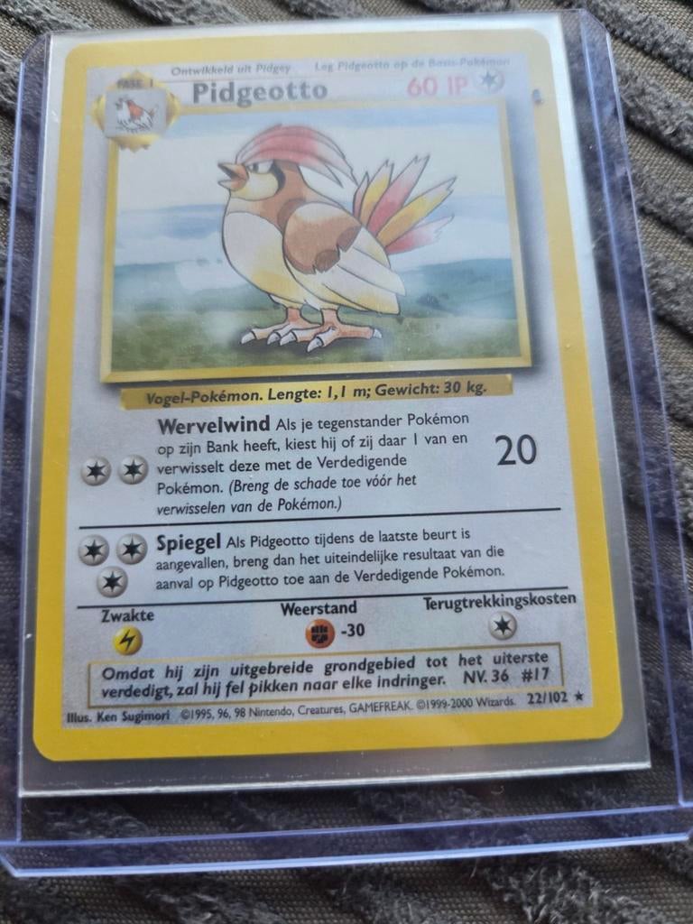 Pokemon kaart pidgeotto, Ophalen, Gebruikt, Losse kaart, Foil
