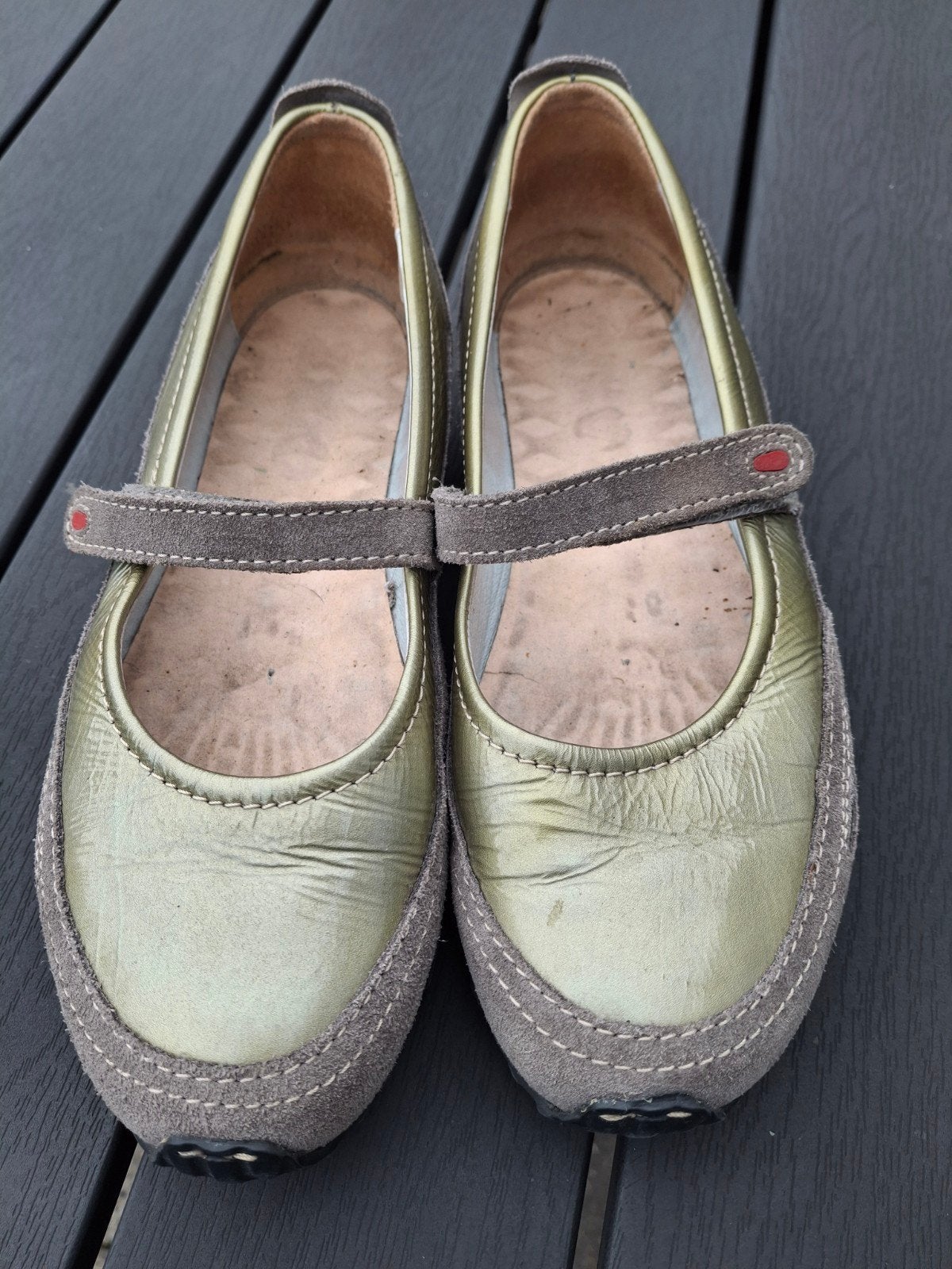 Wolky metallic groene/khaki ballerina's, klittenband, mt 39, Kleding | Dames, Schoenen, Wolky, Zo goed als nieuw, Groen, Ballerina's