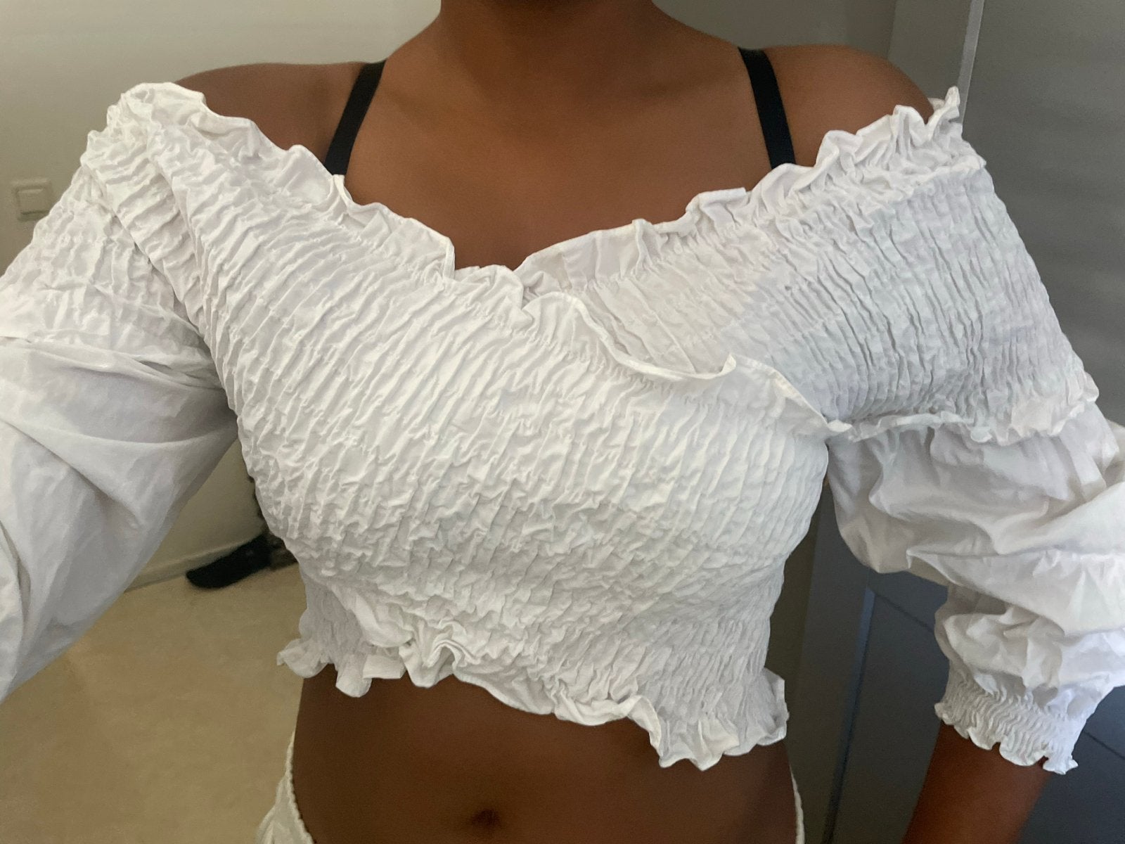 Zara 100% Katoenen Off-Shoulder Topje Maat M, Maat 38/40 (M), Wit, Ophalen of Verzenden, Zo goed als nieuw