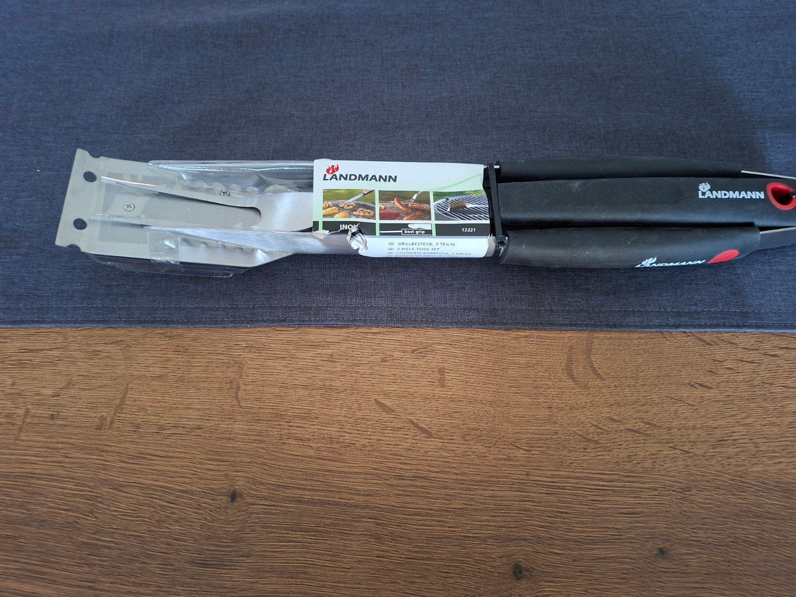 bbq set borstels/vork/knijper van landmann, Ophalen of Verzenden, Nieuw, Landmann