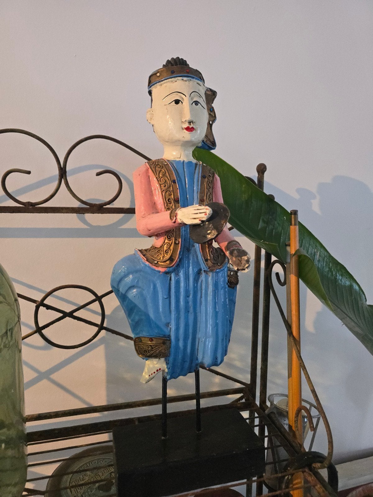 Zeldzaam antiek chinees houten muzikant Beeld €79, Ophalen of Verzenden, Beeld, Hout