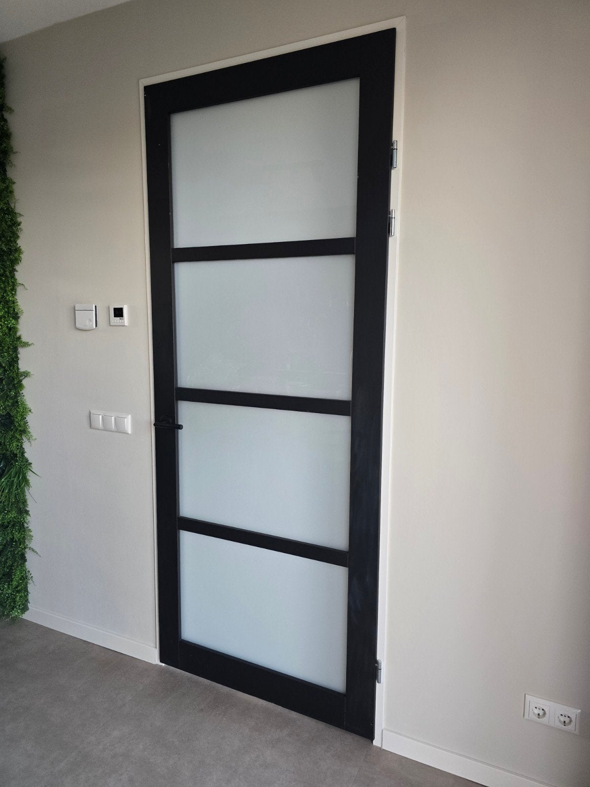 Weekamp opdekdeur mat glas | 231,5 x 93 cm | Rechtsdraaiend, Ophalen, 215 cm of meer, Binnendeur, Glas