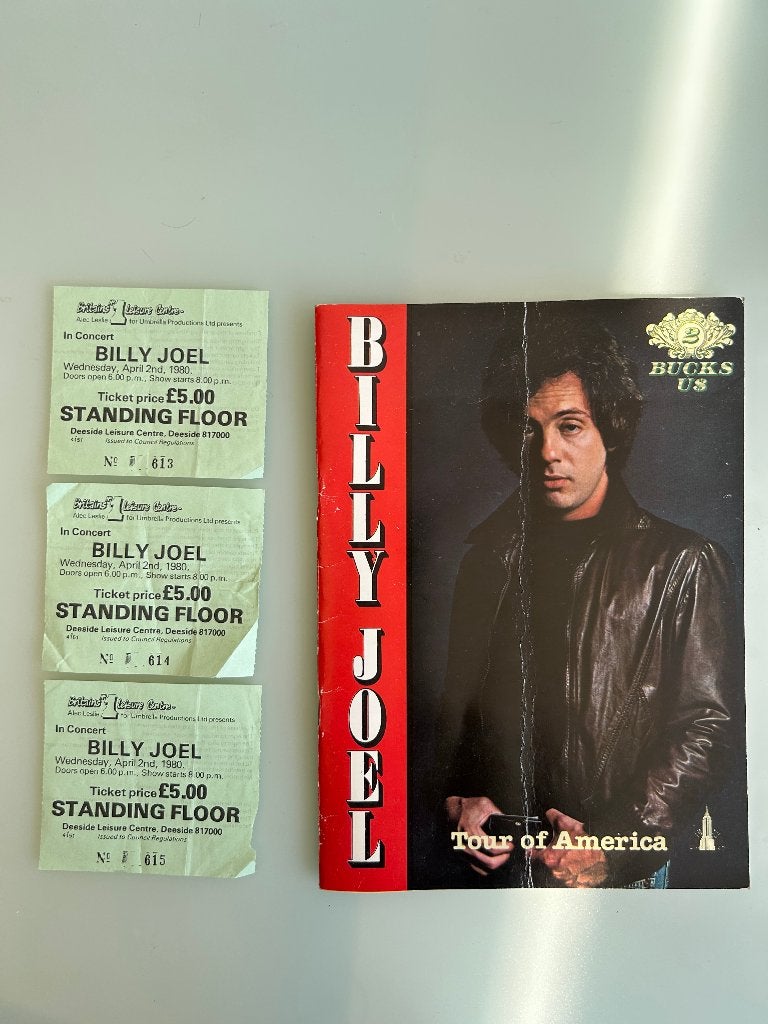 Billy Joel 1980 Concert Programme 3 Tickets Tour of America, Verzamelen, Ophalen of Verzenden, Gebruikt, Boek, Tijdschrift of Artikel