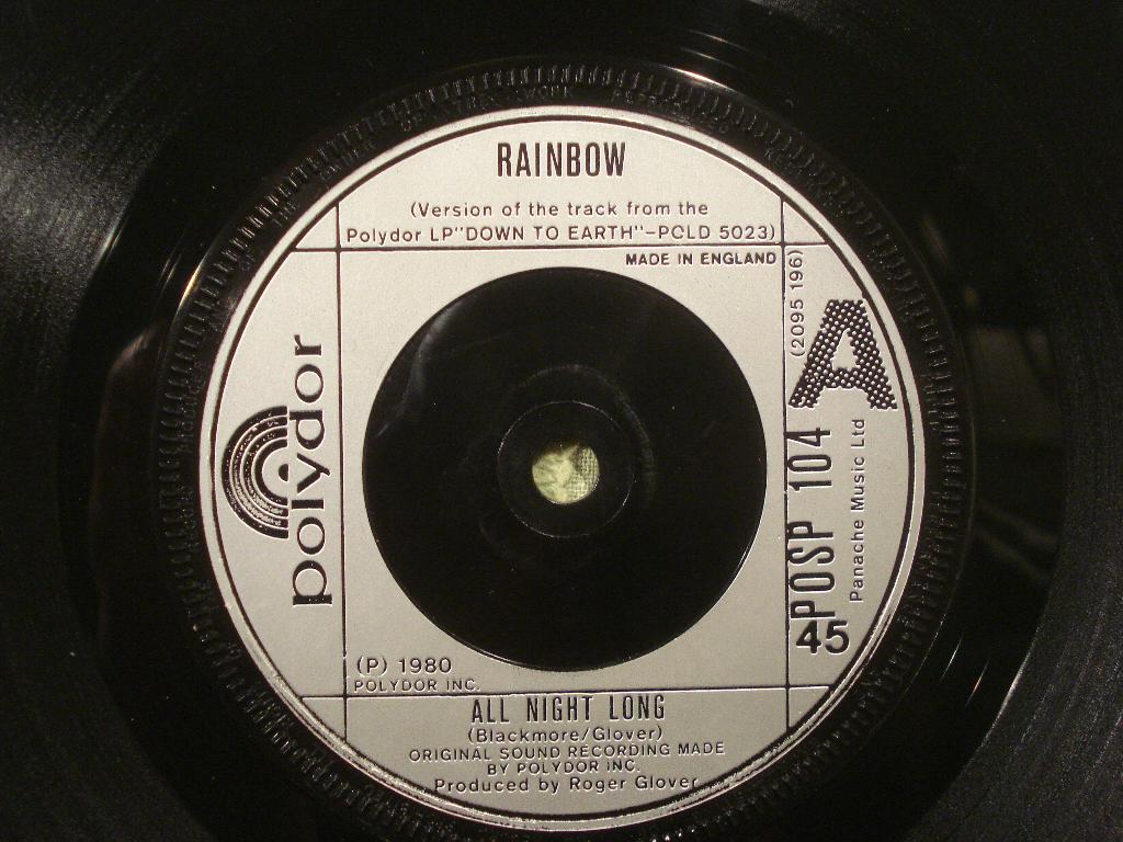 Rainbow 7" Vinyl Single: ‘All night long’ (UK), Ophalen of Verzenden, Zo goed als nieuw, Rock en Metal