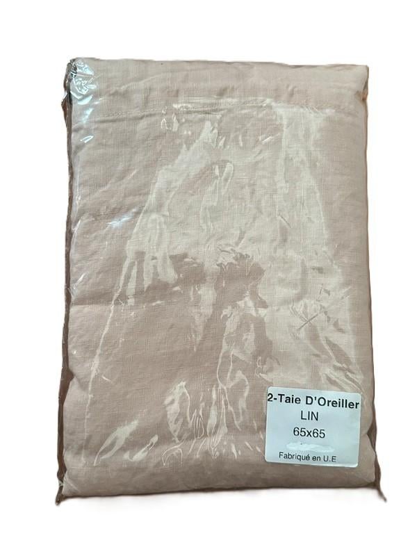 100% linnen kussenhoezen /slopen 65x65 Beige/Salmon, Eenpersoons, Nieuw, Ophalen of Verzenden, Hoeslaken of Sloop