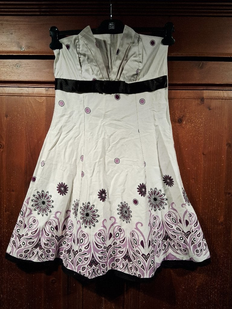 strapless jurk wit lila L Sweet Miss, Kleding | Dames, Wit, Maat 42/44 (L), Ophalen of Verzenden, Knielengte