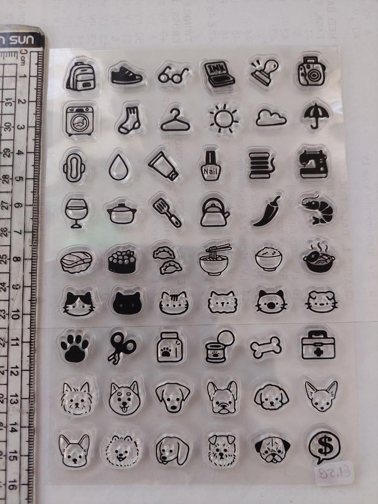 Clearstamps Bullet Journaling oa cats dogs, Ophalen, Nieuw, Clearstamp