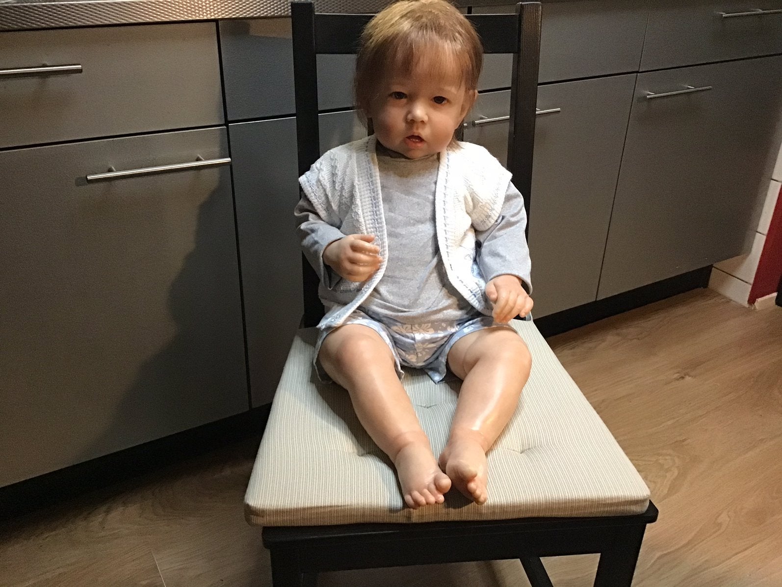 Mooie Toddler een echt jongen 75 cm groot, Ophalen of Verzenden, Zo goed als nieuw, Pop