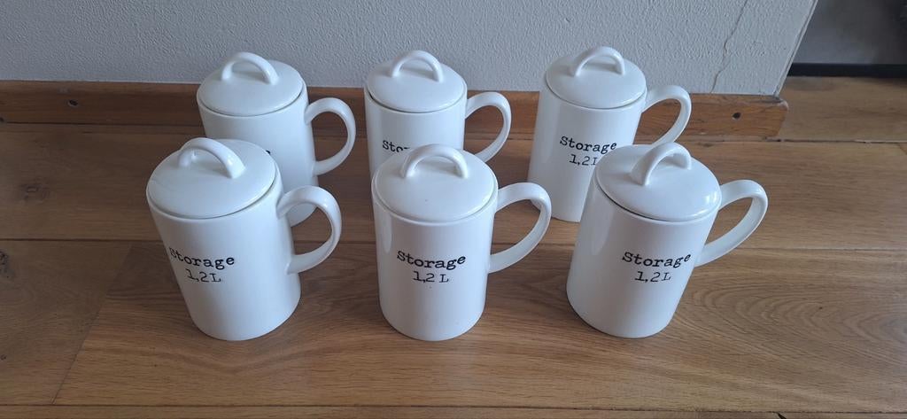 6x Riviera Maison Storage Jar 1.2L Wit - Please Refill, Ophalen of Verzenden