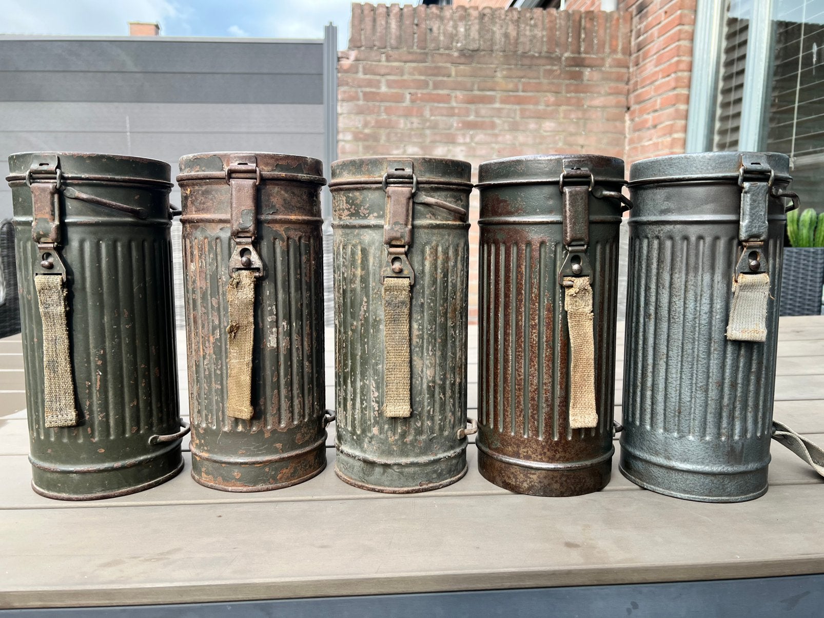 Wehrmacht gasmaskerbussen 5 stuks, Ophalen, Overige soorten, Duitsland, Overige typen