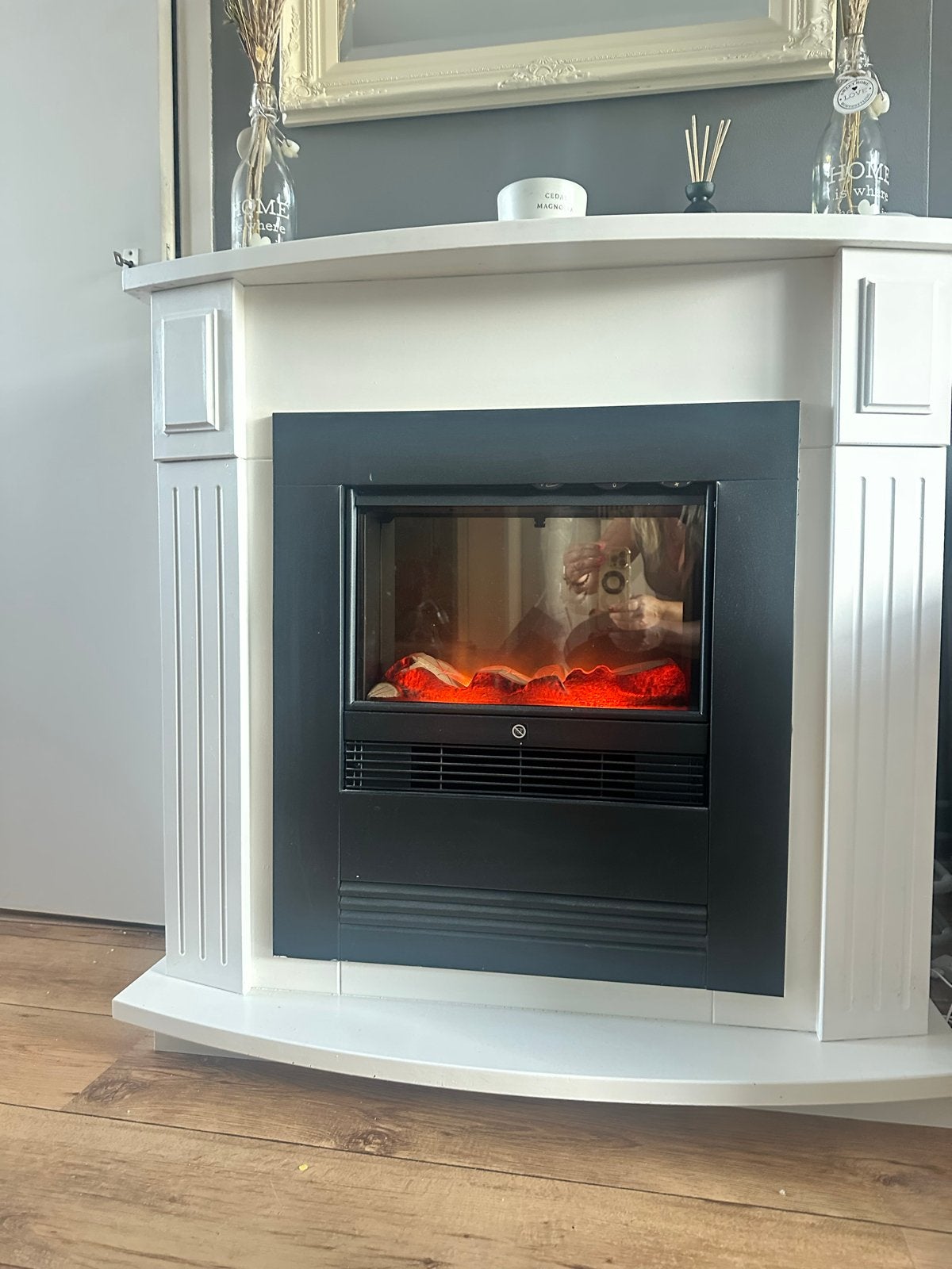 Elektrische sfeerhaard met ombouw - Diep 32, Breed 91, Hoog, Huis en Inrichting, Ophalen, Gebruikt, Vrijstaande haard, Elektrische haard