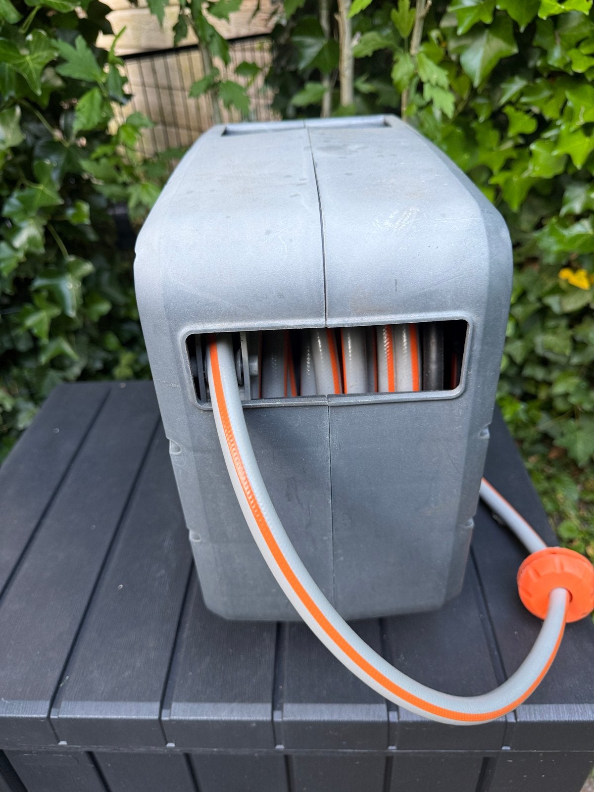 Ferm Tuinslanghaspel met slang en muurbevestiging, Ophalen, Gebruikt, Tuinslanghaspel