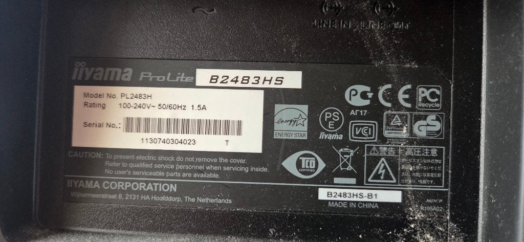 IIyama ProLite B2483HS, Computers en Software, Ingebouwde speakers, DVI, IIyama, Full HD