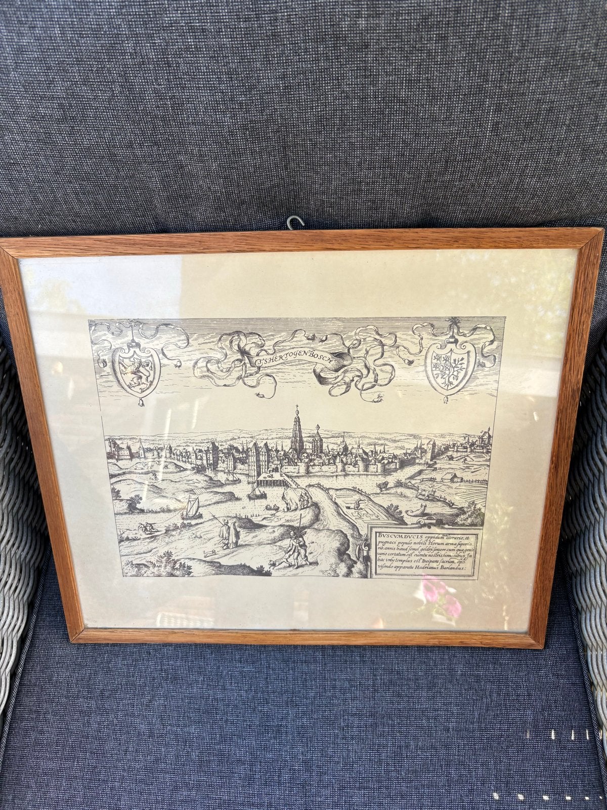 Antieke 's-Hertogenbosch tekening, Antiek en Kunst, Kunst | Etsen en Gravures, Ingelijst, Stadsgezicht, Gravure, 1600 - 1699
