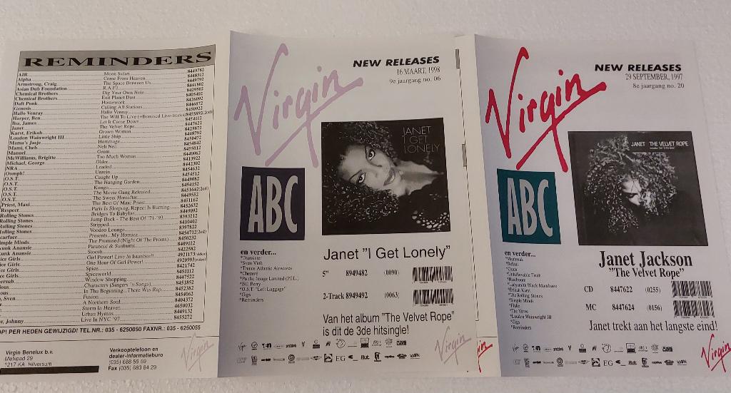 Janet Jackson PROMO FOLDERS Virgin 1997-98 Jacksons Michael, Verzamelen, Verzenden, NvT, -Virgin, Boek, Tijdschrift of Artikel