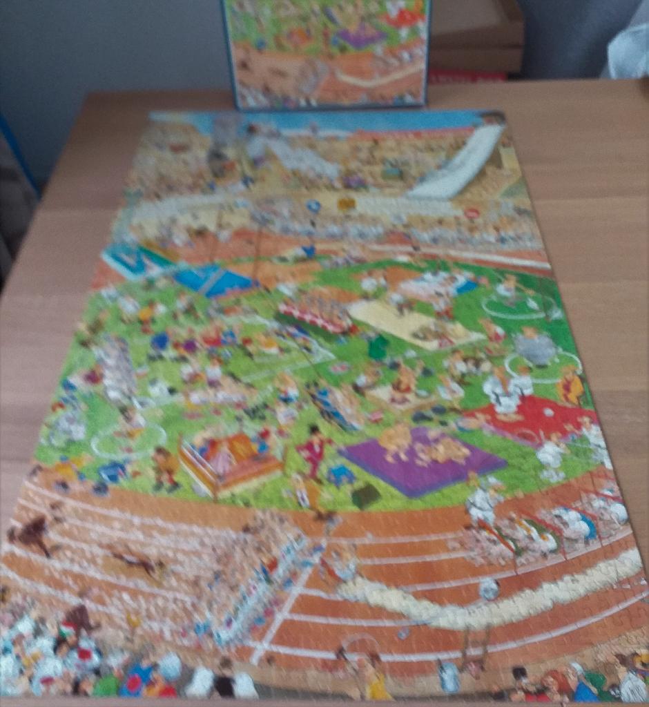 Jan van Haasteren puzzel 1000 stukjes Olympics Jumbo 1980, Ophalen of Verzenden, 500 t/m 1500 stukjes, Zo goed als nieuw