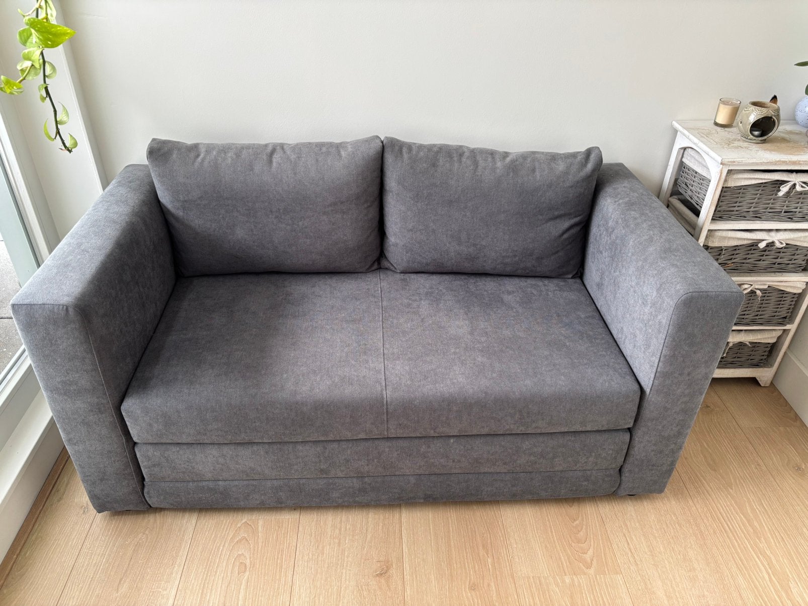 Slaapbank Sirena Antraciet, Ophalen, Minder dan 75 cm, Tweepersoons, Zo goed als nieuw