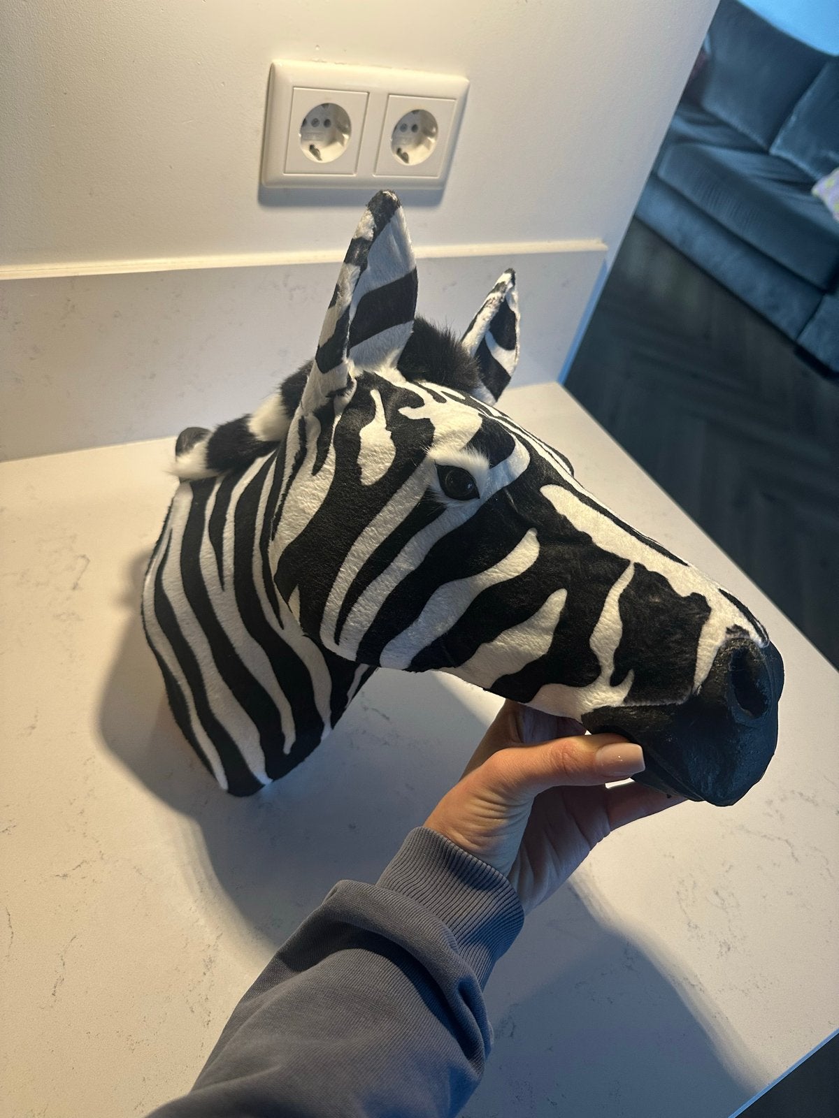 Zeebra kop voor aan de muur - decoratie, Ophalen, Zo goed als nieuw, Zwart