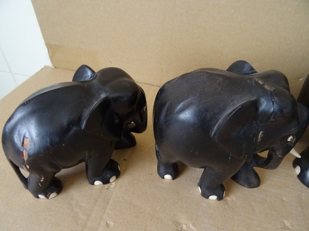Ebbenhouten beeld beelden olifant olifanten 10cm tot 18cm, Verzamelen, Ophalen of Verzenden, Gebruikt, Dier