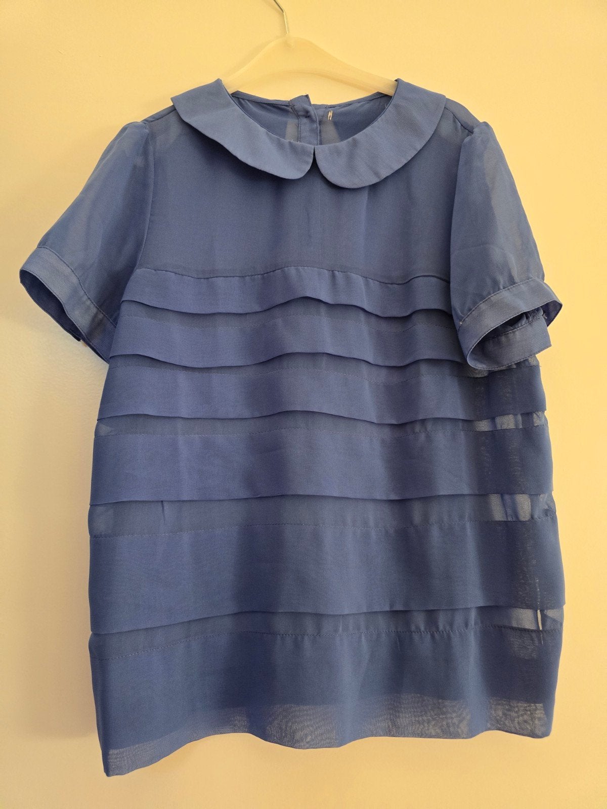 Orsay blauwe chiffon blouse met gelaagde ruches – Maat S, Ophalen of Verzenden, Zo goed als nieuw, Maat 36 (S), Blauw