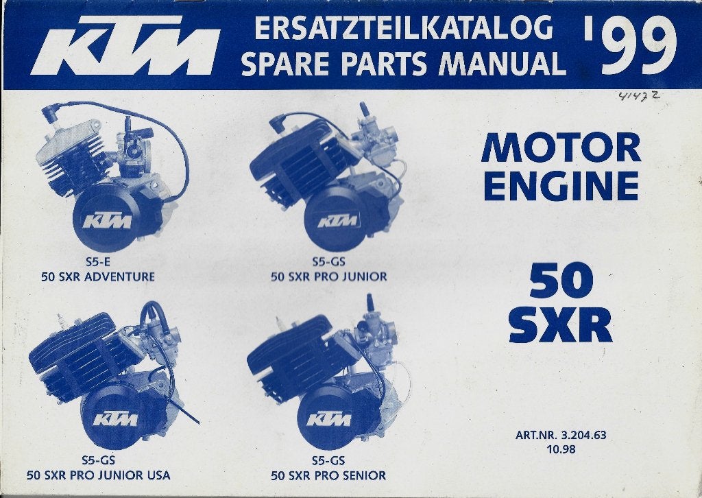 KTM 50 SXR spare parts manual motor engine 1999 (4147z), Verzenden, Zo goed als nieuw