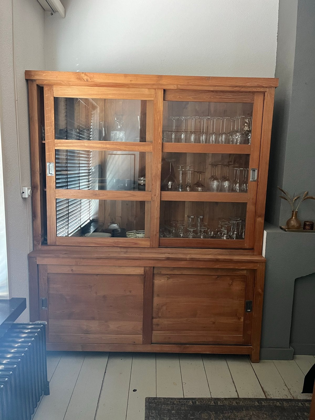 Teak kast 180x220x51/40 cm - Ruime opbergkast, Ophalen, Gebruikt, 200 cm of meer, 150 tot 200 cm