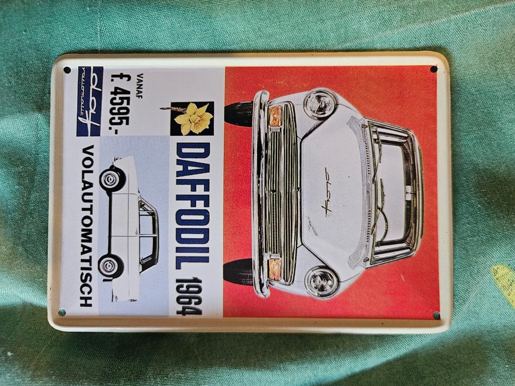 Vintage DAF Daffodil 1964 Reclameplaat, Verzenden, Gebruikt, Auto's