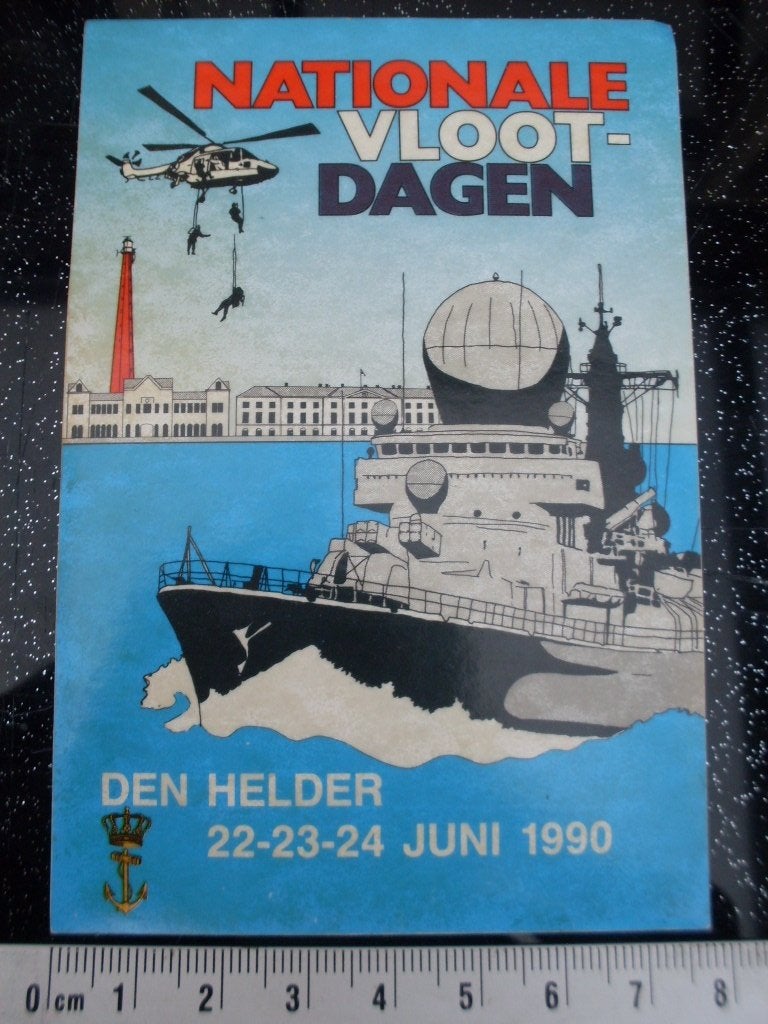 sticker nationale vlootdagen 1990 den helder fregat heli, Ophalen of Verzenden, Zo goed als nieuw, Bedrijf of Vereniging