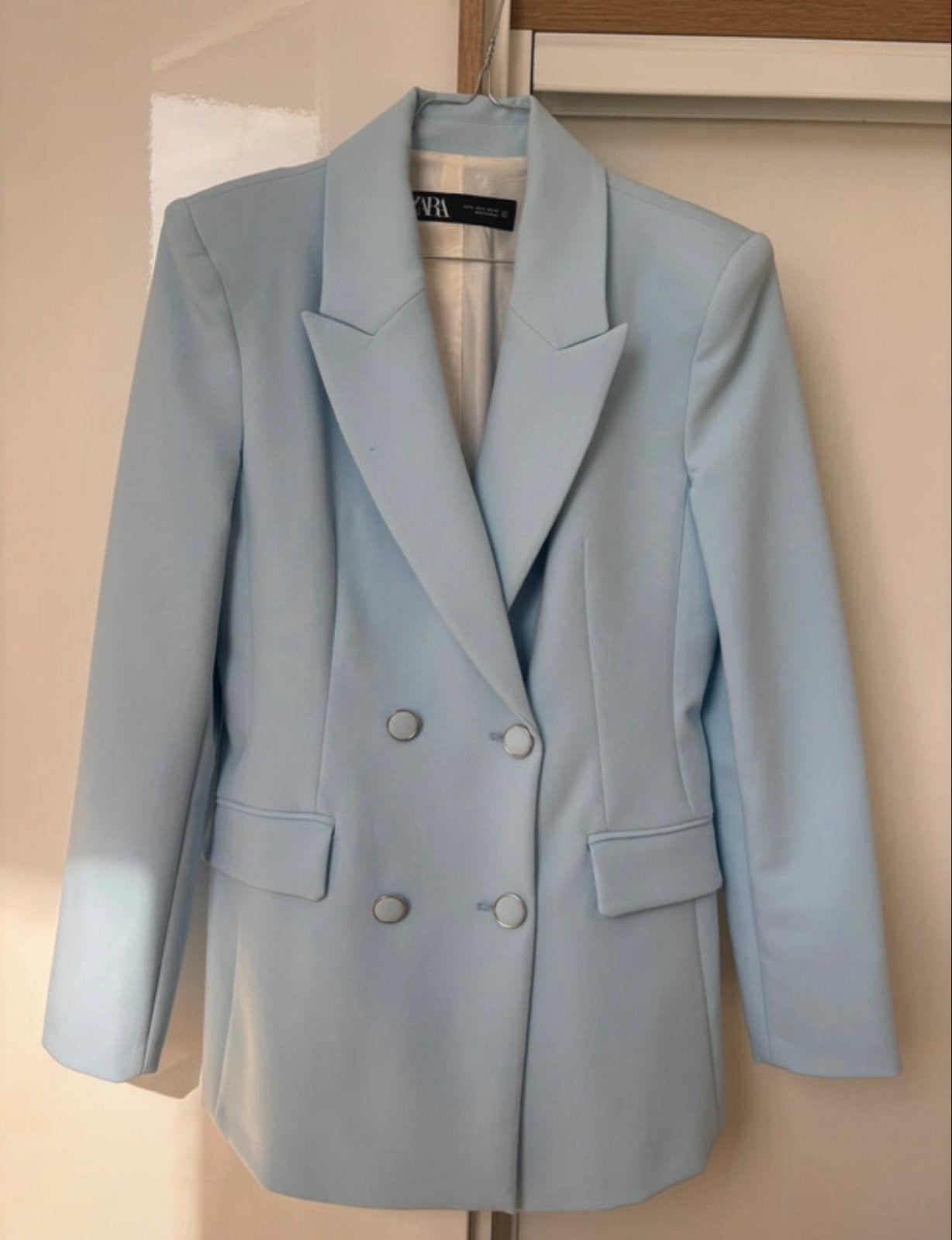 Zara Blauwe Blazer Set - Maat S, Kleding | Dames, Kostuum of Pak, Blauw, Ophalen of Verzenden, Zo goed als nieuw