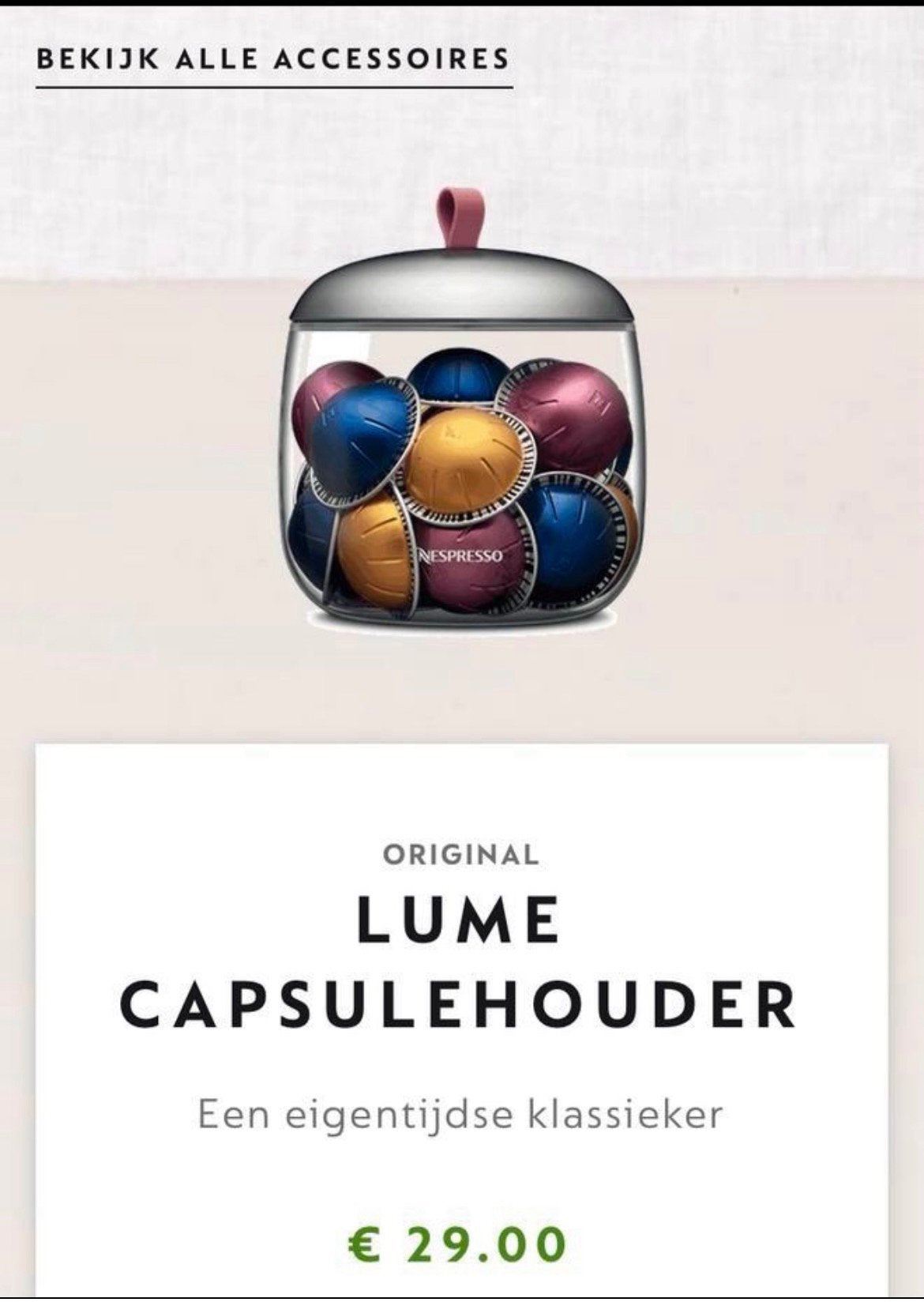 Nespresso Lume capsulehouder glas Nieuw, Huis en Inrichting, Voorraadpot, Ophalen of Verzenden, Nieuw, Glas