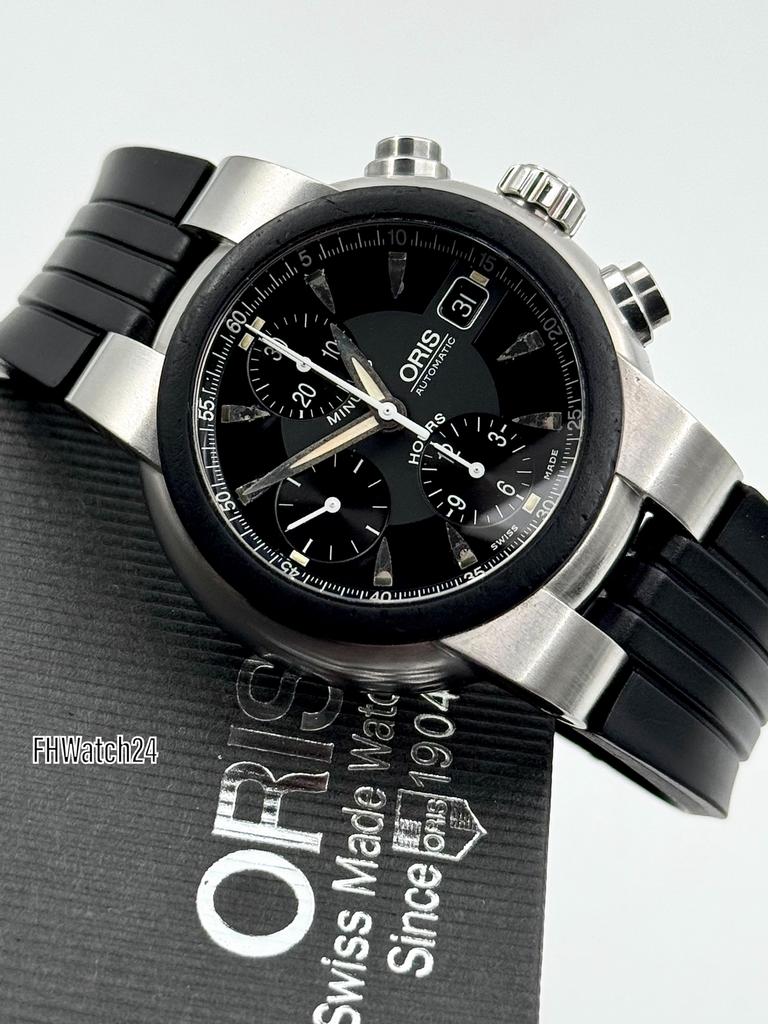 Oris TT1 Chronograph 7521. Complete set 2005 !, Sieraden, Tassen en Uiterlijk, Horloges | Heren, Overige merken, Gebruikt, Staal