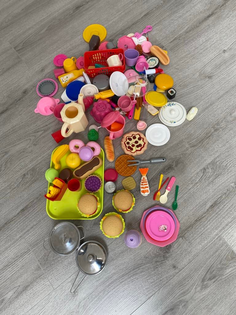 Speelgoedkeuken set met eten en servies, Ophalen of Verzenden, Gebruikt, Jongen of Meisje
