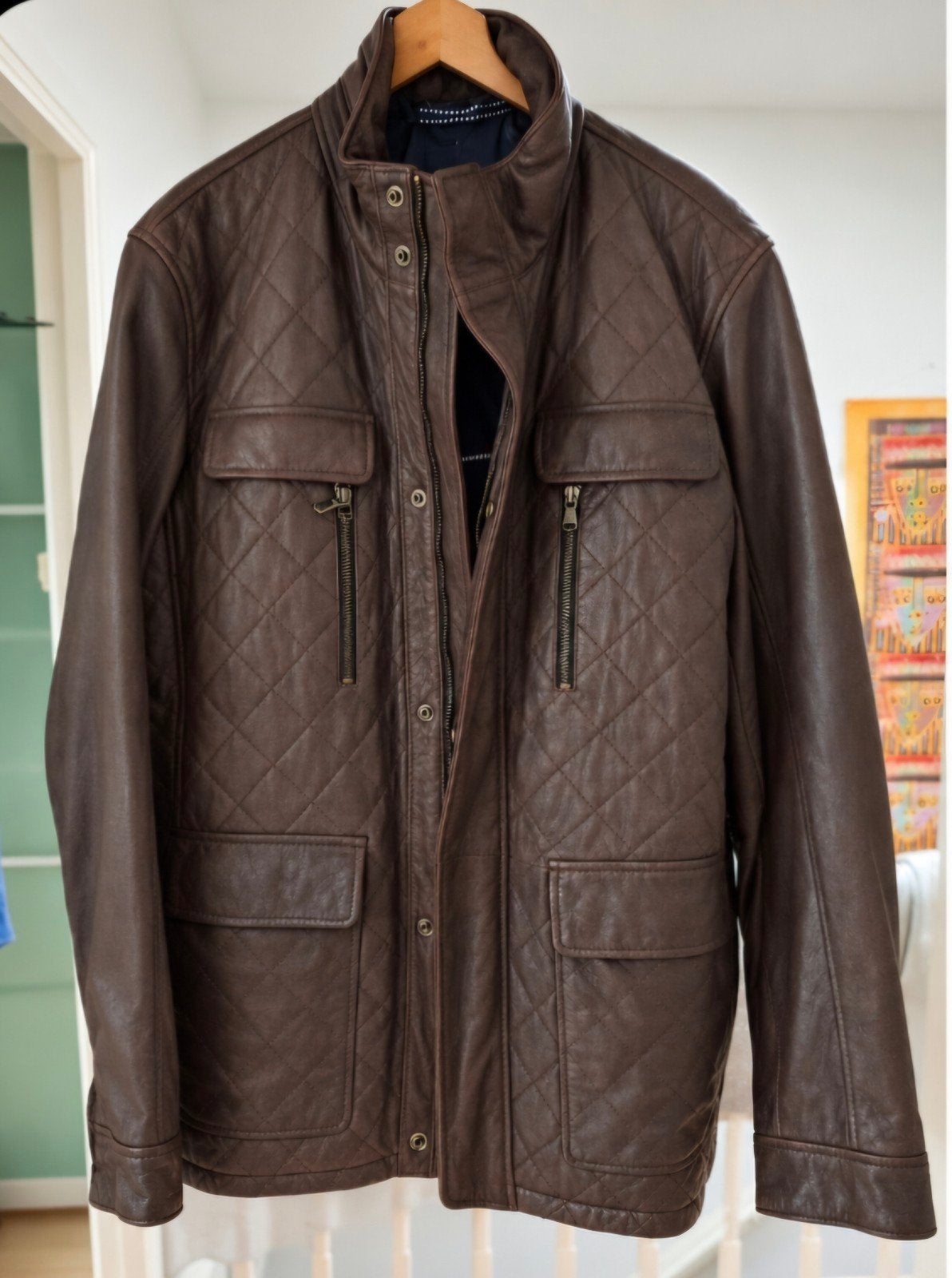 Tommy Hilfiger Leren Jas - Bruin Maat L, Maat 52/54 (L), Bruin, Tommy Hilfiger, Ophalen of Verzenden