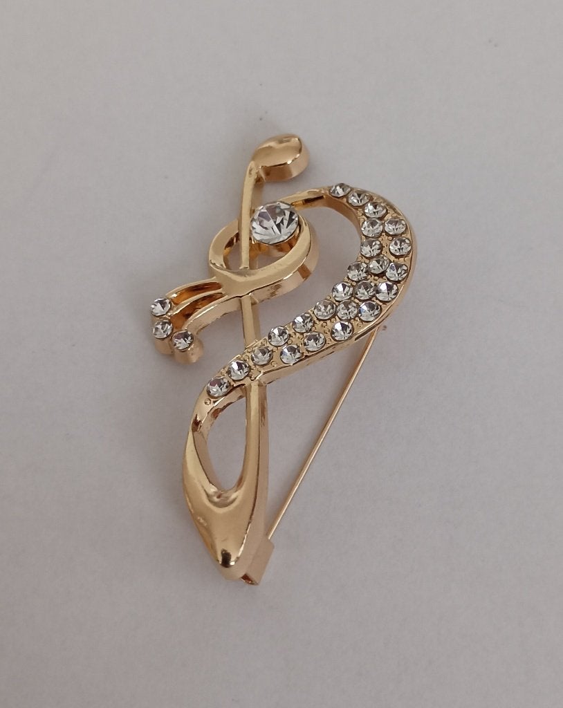 Muzieksleutel broche, Sieraden, Tassen en Uiterlijk, Overige materialen, 4 tot 7 cm, Overige kleuren, Nieuw