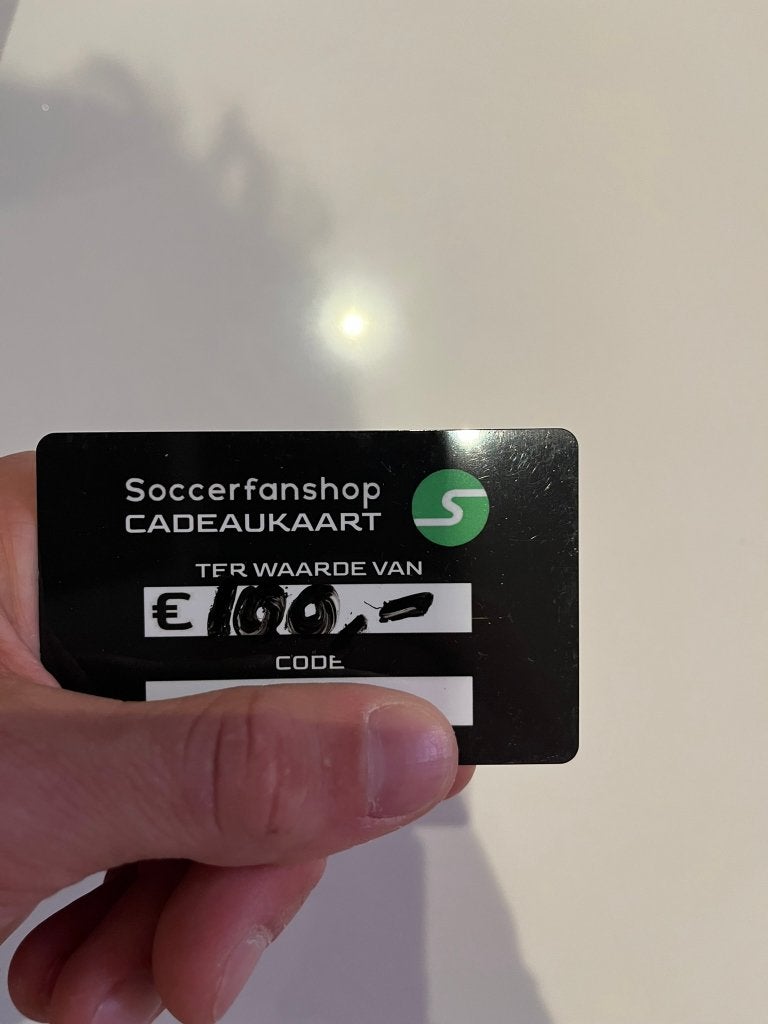 Soccerfanshop cadeaukaart 100€, Tickets en Kaartjes, Eén persoon, Cadeaubon, Overige typen