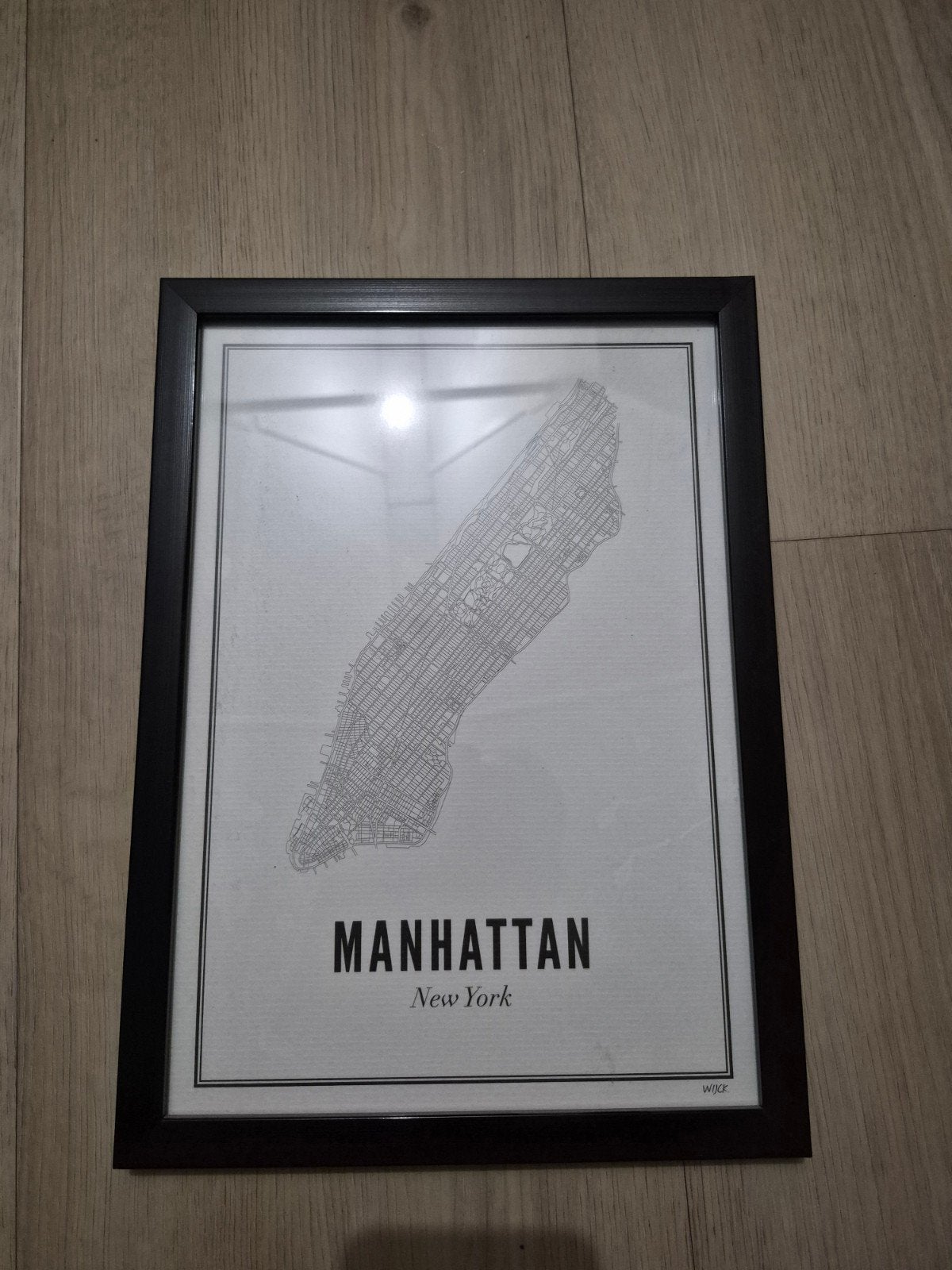 WIJCK Prints Manhattan inclusief lijst, 30 cm, Zwart, Papier/karton, Nieuw
